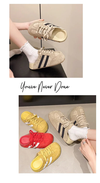 Birkent Women's Summer Outdoor Casual Slip-On Half Slippers Retro Heightening Knot Lazy Trainer Rubber Bottom Shoes