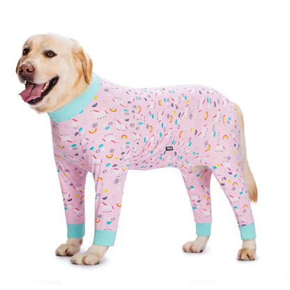 Dog Recovery Suit Christmas Dog Clothes Boy Girl Cartoon Print Fabric Dog Onesie Post Operative Dog Bodysuit Apparels For Dog