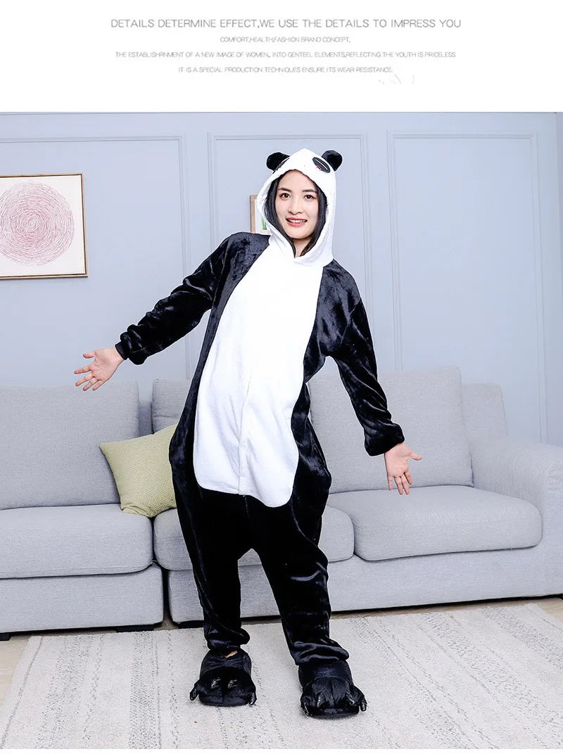 Kigurumi Animal Pajamas Unisex Adults Panda Cartoon Onesies Pyjamas Halloween Christmas Family Party Homewear Costumes