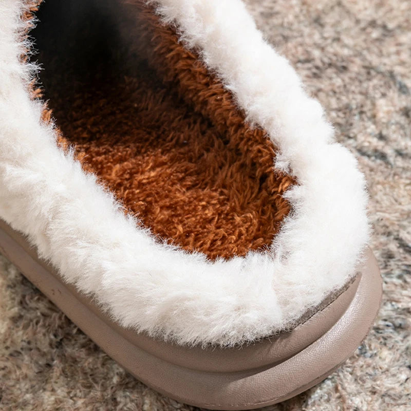 Women's Winter Slippers - Plush Fleece-Lined House Shoes, Warm Indoor/Outdoor Cotton Slippers with Non-Slip Sole
