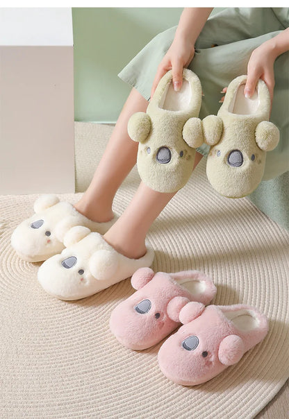Gacimy Winter Plush Slippers For Women Cute Milk Cow Fluffy Cotton Shoes Girls Fashion Cartoon Indoor Warm Comfortable Slippers