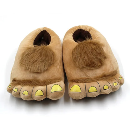 Creative Hobbit Plush Cotton Slippers Men's Large Size Home Use Gift Thick Bottom Warm Shoes Soft Home Slippers for Men