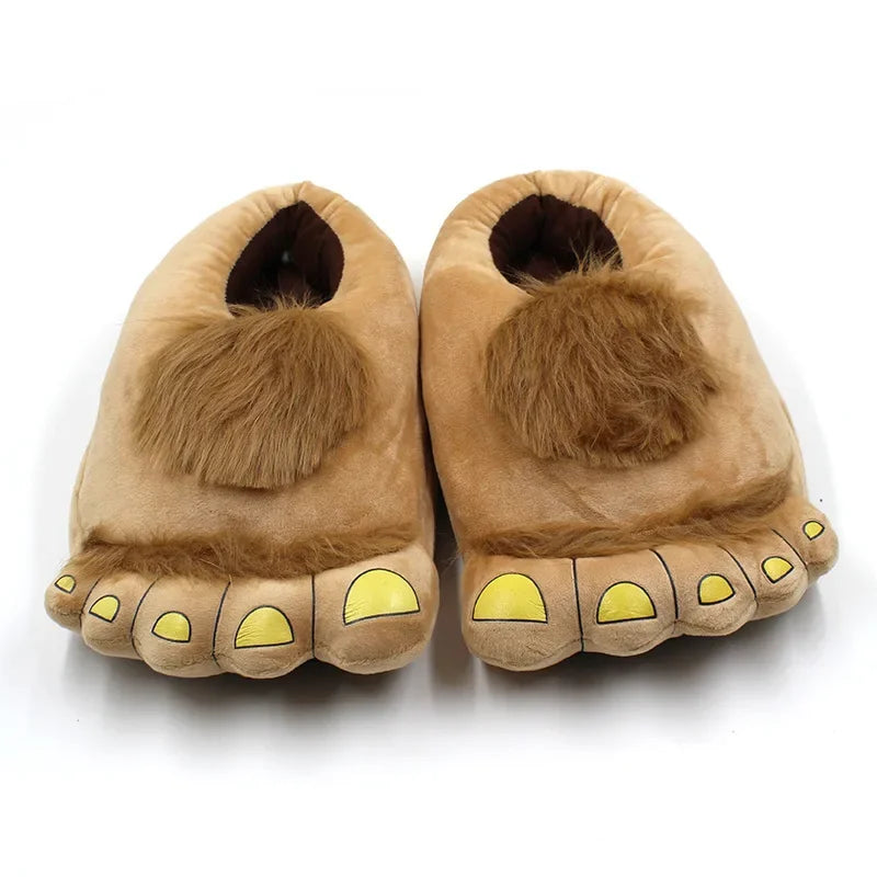 Creative Hobbit Plush Cotton Slippers Men's Large Size Home Use Gift Thick Bottom Warm Shoes Soft Home Slippers for Men