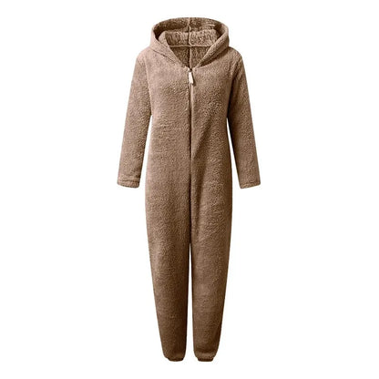 Thickened Furry Onesies for Adults Women Fashion Fleece Sleepwear Hood Sets Pajamas for Winter Women Velvet Warm Pyjamas