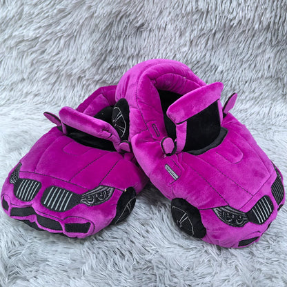 10 COLORS Vehicle Shape Plush Slippers Women Men Cartoon Car Warm Soft House Shoes Birthday Party Indoor Slipper