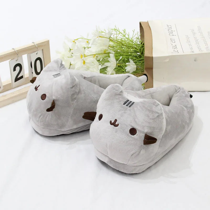 Pusheen Fat Cat Cartoon Plush Slippers All-Inclusive Cat Cotton Shoes Home Warm And Lovely Drag Meow To Touch Surroundings Gifts