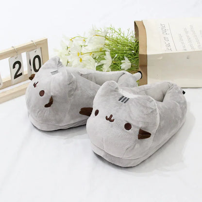 Pusheen Fat Cat Cartoon Plush Slippers All-Inclusive Cat Cotton Shoes Home Warm And Lovely Drag Meow To Touch Surroundings Gifts