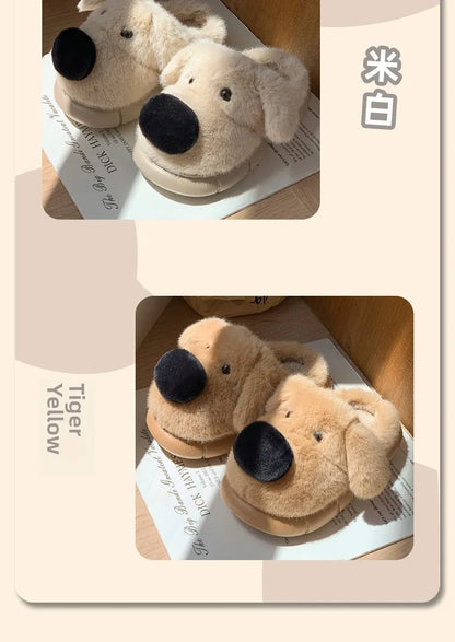 Children's Plush Slippers Anti-Slip Warm Home Indoor Wear Dog Cartoon Soft Soles Comfortable Cotton Slippers for Boys And Girls
