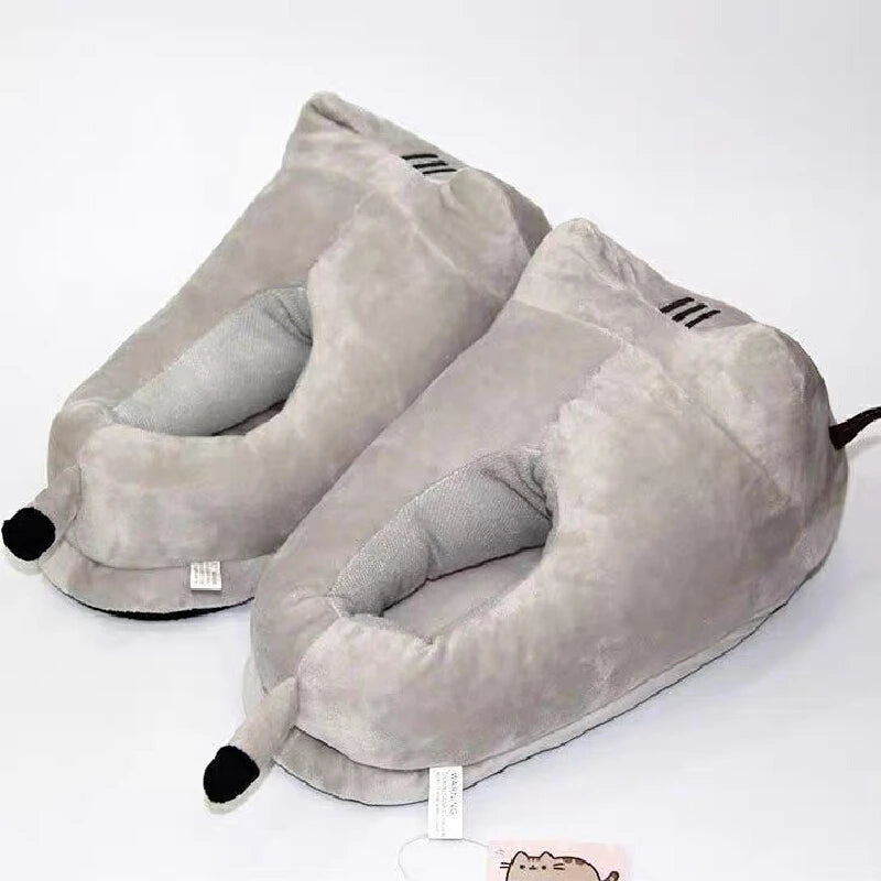 Pusheen Fat Cat Cartoon Plush Slippers All-Inclusive Cat Cotton Shoes Home Warm And Lovely Drag Meow To Touch Surroundings Gifts