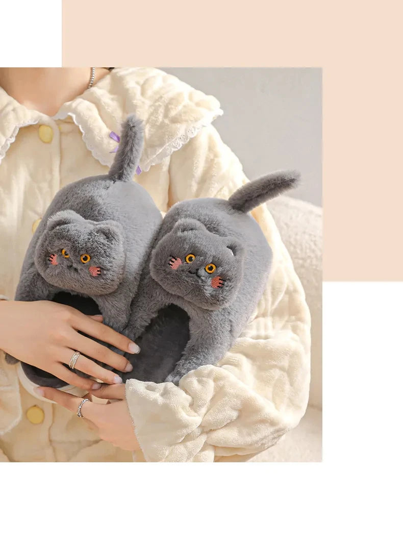 Gacimy Winter Plush Slippers For Women Cute Milk Cow Fluffy Cotton Shoes Girls Fashion Cartoon Indoor Warm Comfortable Slippers