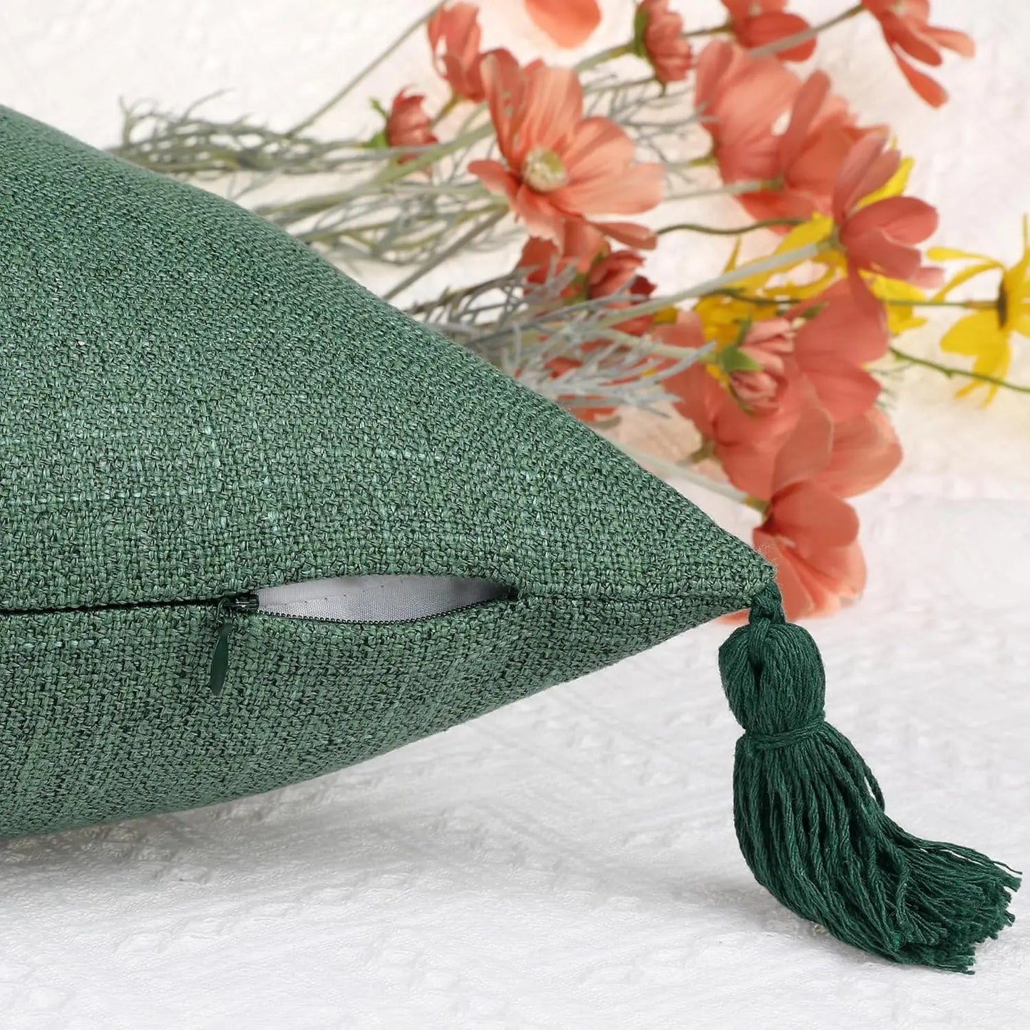 1/2Pcs Spring Throw Pillow Covers Linen Optic Sofa Tassel Pillow Cushion Cover Boho Gift Farmhouse Pillowcase Party Home Decor