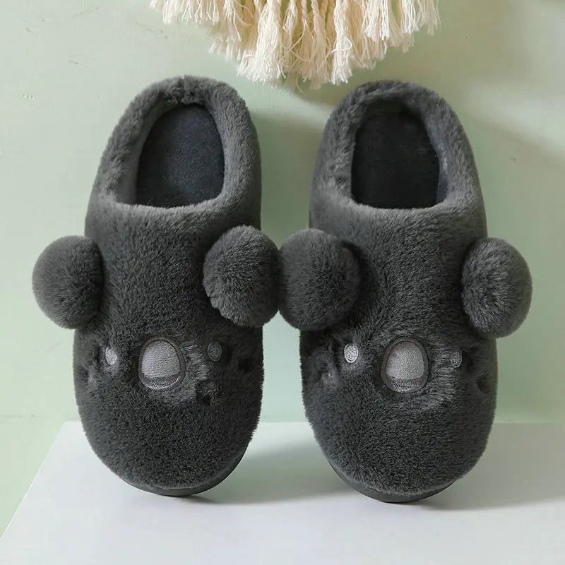 Gacimy Winter Plush Slippers For Women Cute Milk Cow Fluffy Cotton Shoes Girls Fashion Cartoon Indoor Warm Comfortable Slippers