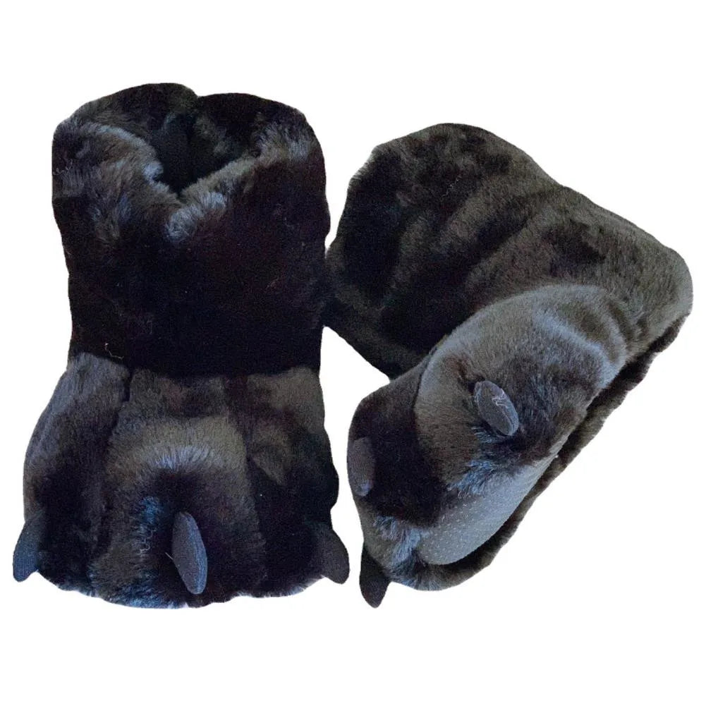 Women Winter Warm Slippers Cute Creative Bear Claw Shoes Girls Couples Indoor Furry Cotton Snow Boots Female Faux Fur Slides