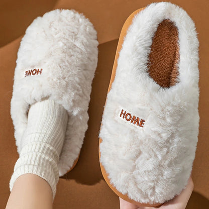 Litfun Winter Fluffy Women's Slippers Soft Sole Non-slip Indoor Slides Leisure Furry Warm Cozy House Cotton Slippers For Women