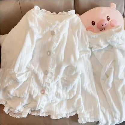 2024 New Women's Sleepwear Autumn/Winter Thickened Fleece-Lined Sweet Cute Coral Velvet Home Suit Cross-Border