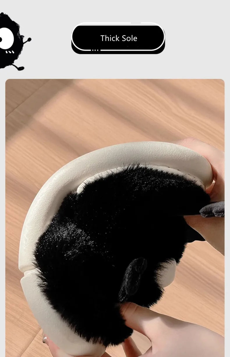 New Funny Slippers Women Plush Shoes Soft Bottom Home Cotton Shoes Woman Flip Flops Cute Cartoon Girls Furry Slippers