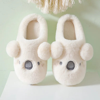 Gacimy Winter Plush Slippers For Women Cute Milk Cow Fluffy Cotton Shoes Girls Fashion Cartoon Indoor Warm Comfortable Slippers