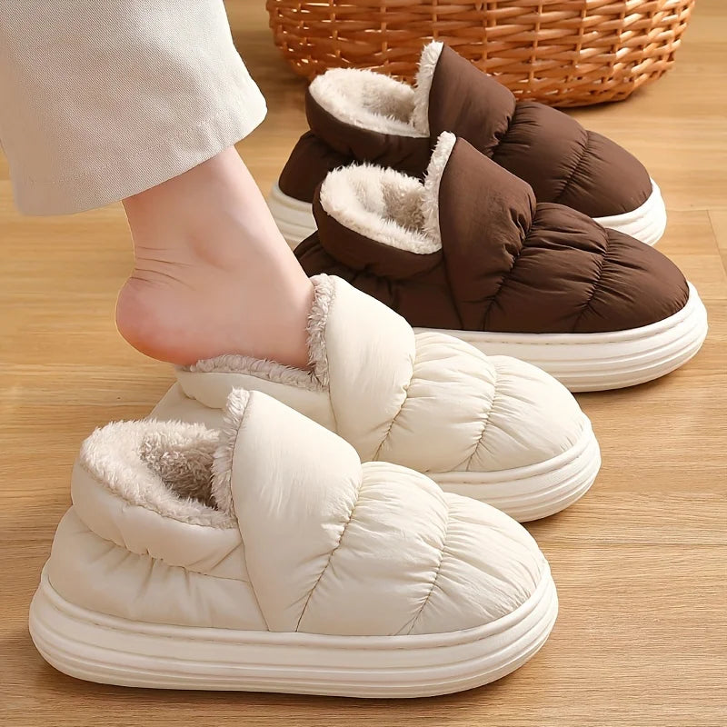 Winter Warm Thick Furry Women Ankle Boots Indoor Plush Slippers Ladies Men Outside Home Cotton Shoes