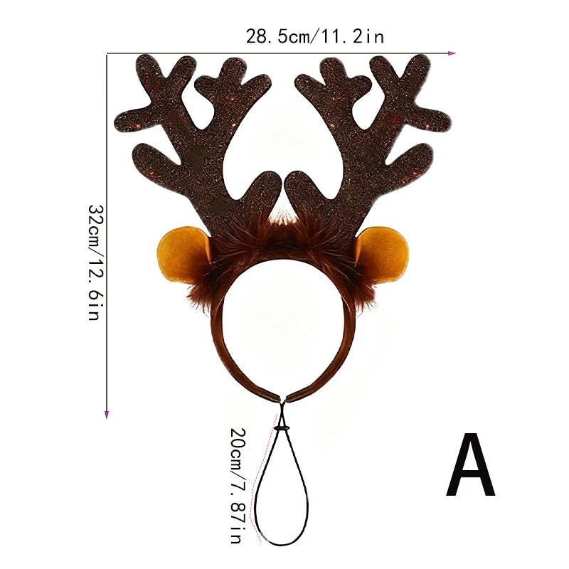 Christmas Pet Headband Reindeer Antlers for Dogs Cats Adjustable Festival Party Headband Small Medium Large Pets Accessories
