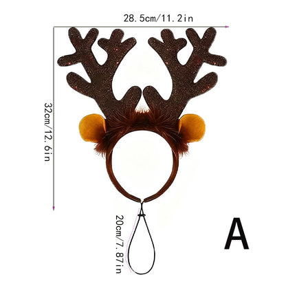 Christmas Pet Headband Reindeer Antlers for Dogs Cats Adjustable Festival Party Headband Small Medium Large Pets Accessories