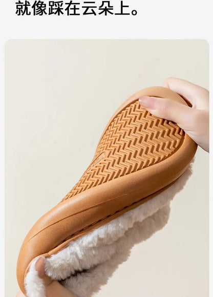 Litfun Winter Fluffy Women's Slippers Soft Sole Non-slip Indoor Slides Leisure Furry Warm Cozy House Cotton Slippers For Women