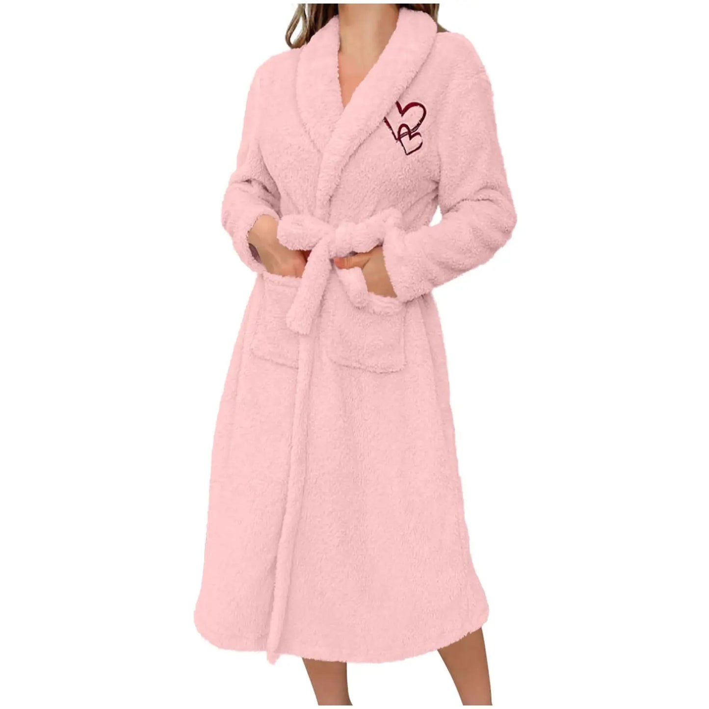 Women'S Long Sleeved Autumn And Winter Warm Bathrobe Home Clothes Plush Sleeping Robe Home Clothes For Home Wear