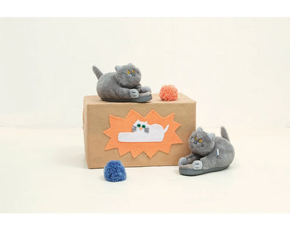 Cosy Cute British Shorthair Cat Slippers For Women Men Who Loves Kitty Indoor Fluffy Plush Home Shoes Fur Slides Mules Slippers
