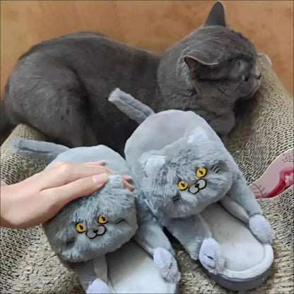 Cosy Cute British Shorthair Cat Slippers For Women Men Who Loves Kitty Indoor Fluffy Plush Home Shoes Fur Slides Mules Slippers